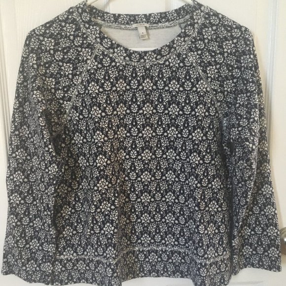 Navy and White Small J. Crew Patterned Sweatshirt - Picture 1 of 5
